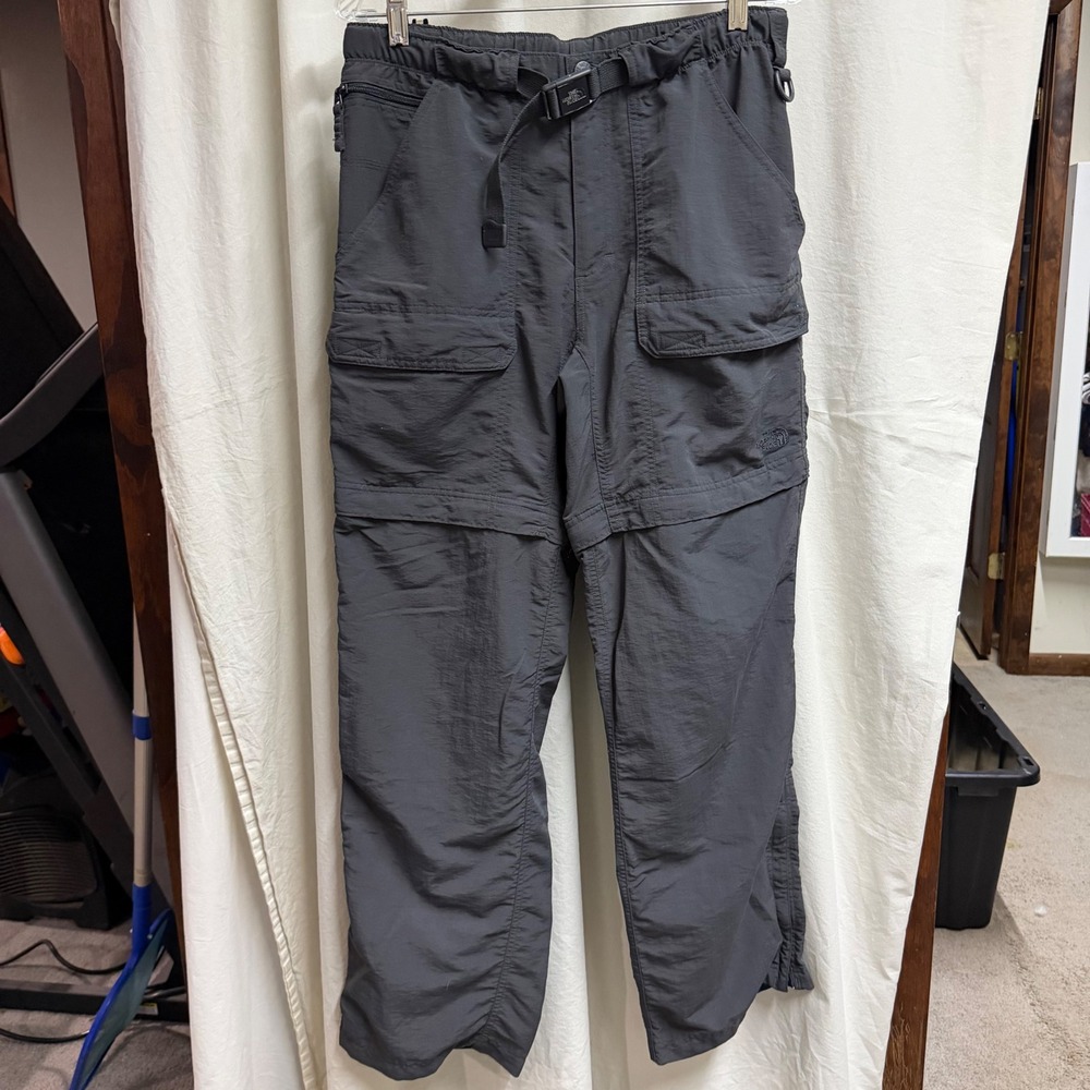 The North Face Mens Convertible Hiking Cargo Pants Gray Zip Off Shorts Size M